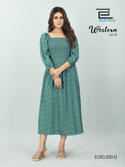 Western Vol 20 By Blue Hills Fancy Rayon Summer Wear Kurti Collection